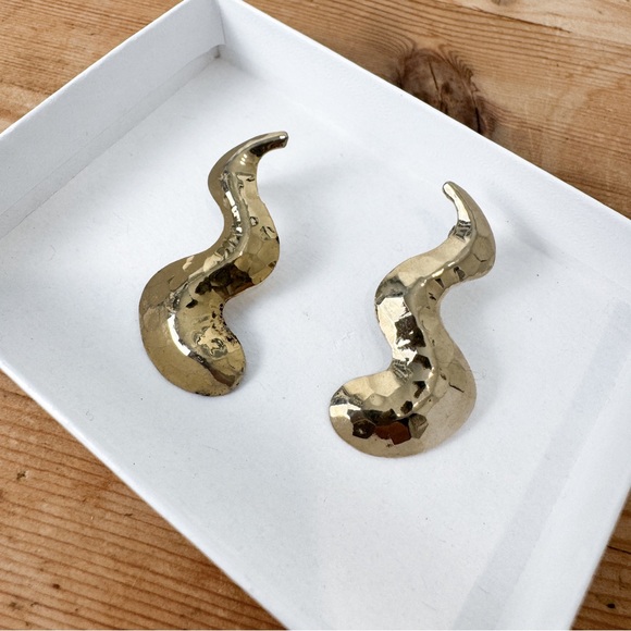 Gold Squiggle Earrings - Picture 6 of 6